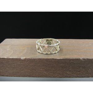 Size 7 Sterling Silver Tarnished Hearts Love Band Ring Vintage Statement